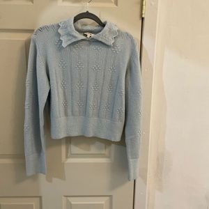 Jasmine Cable Polo Light Blue Knit Sweater